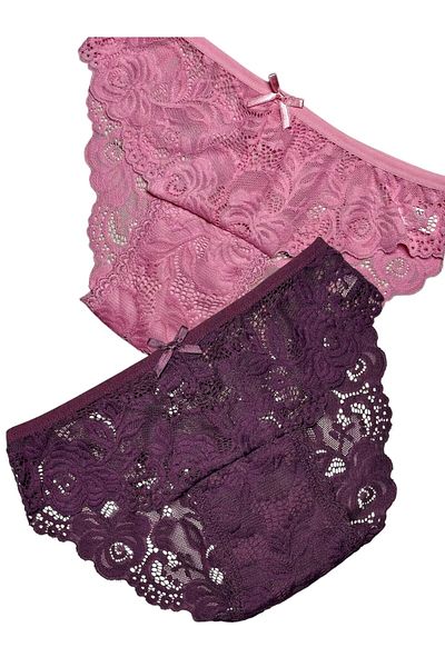 Gizli Butik Μωβ Ροζ Σετ 2 γυναικεία δαντελωτά εσώρουχα Bato