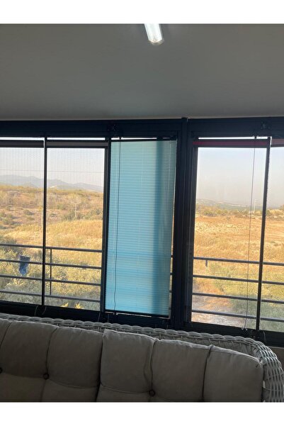 ViVeri Mavi Pilise Katlanır Cam Balkon Perdesi-ofis Perdesi-ev Perdesi -plise Perde(VİDALI-KANCALI)