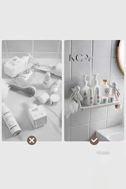 KCA HOME İnsan Motifli Raf Banyo Rafı Dekoratif Banyo Rafları Yapışkanlı Banyo Rafı