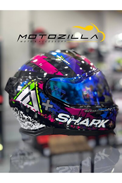 Shark Skwal İ3 Hellcat Parlak Mavi Pembe Şeffaf (x1 Mavi Vizörlü)