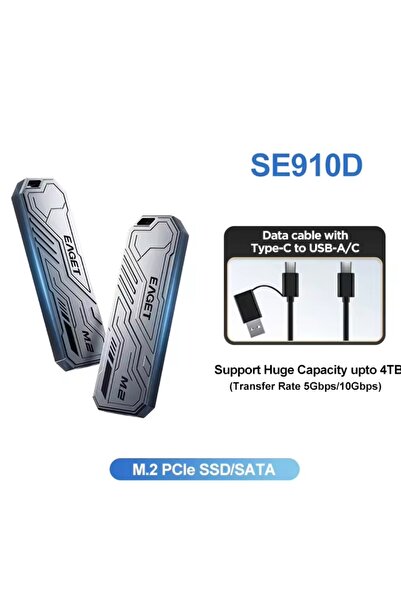 Eaget Se910d M2 Nvme Sata Kutusu 10gbps Usb 3.2 Yüksek Hız Çift Protokol Ce Lisanslı 2280/2260/2242/2230