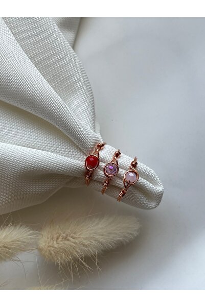 PelvedDesign مجموعة حلقات أسلاك نحاسية كريستالية ثلاثية (أحمر، أرجواني، وردي)