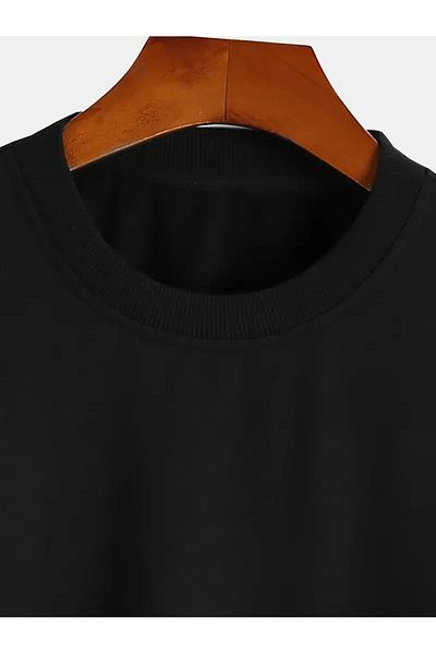 LAND MODA Unisex Black Hooded Bear Printed Sweatshirt
