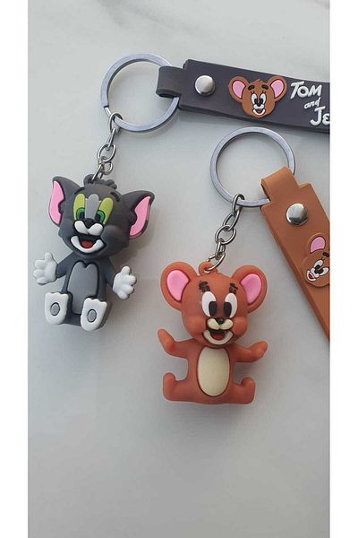 ALBATRAOZ Tom & Jerry Couple Keychain Character Silicone 3D Bag Accessory