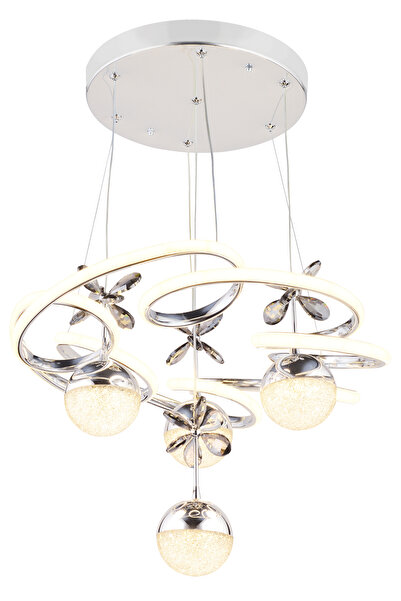 bordolux Ld 031 Büyük 4 Toplu Model Krom 3 Renkli Salon Ve Oturma Odası Için Ideal Alüminyum Avize, 50x70