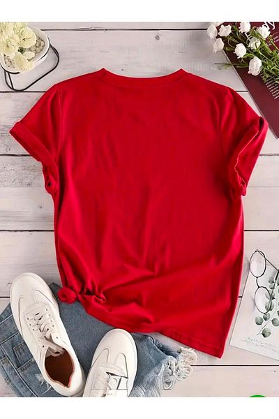 Medinenur Love Writing Printed Basic T-Shirt