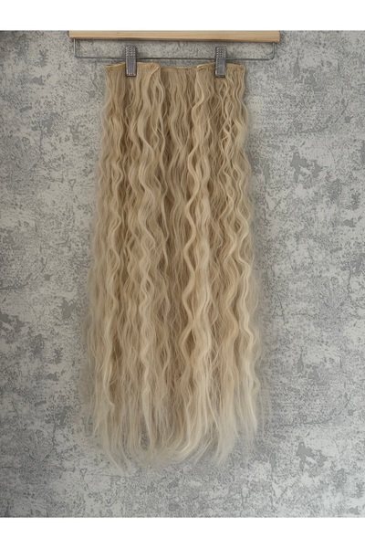 favorim peruk Yoğun Dalgalı 3 Parça Set Soğuk Sarı Yarım Ay