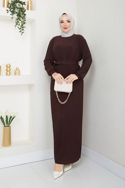 MÇmoda Γυναικείο φόρεμα από ύφασμα καραμέλα με εποχική ζώνη
