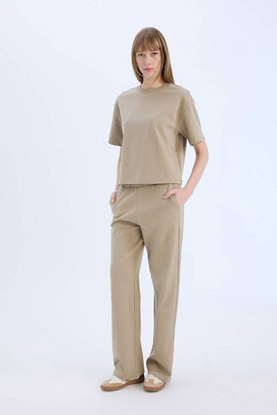 DeFacto New Season Wide Leg Wide Leg Sweatpants Basic Solid με ελαστική μέση και τσέπες