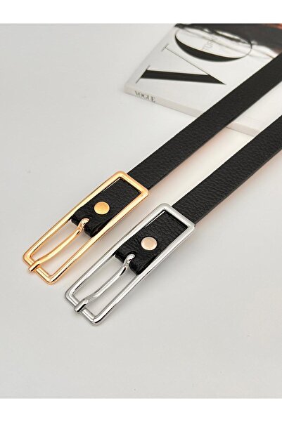 Descoin Set de 2 curele dreptunghiulare cu cataramă aurie pentru femei, centu...