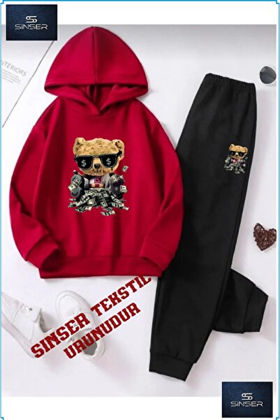 SS SİNSER Set de trening cu glugă pentru fete/băieți, cu imprimeu „BEAR DOLR ...