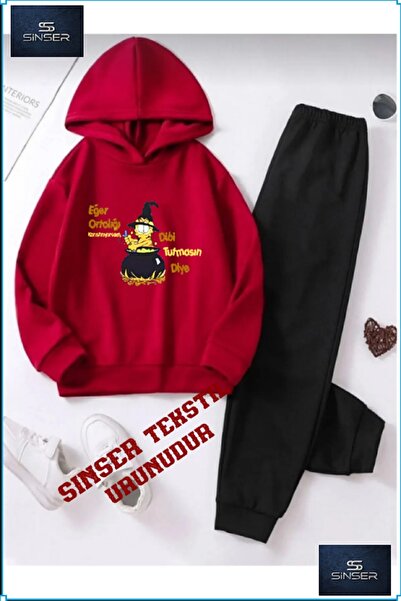 SS SİNSER Set de trening cu glugă pentru fete/băieți, cu imprimeu „GARFILD WI...