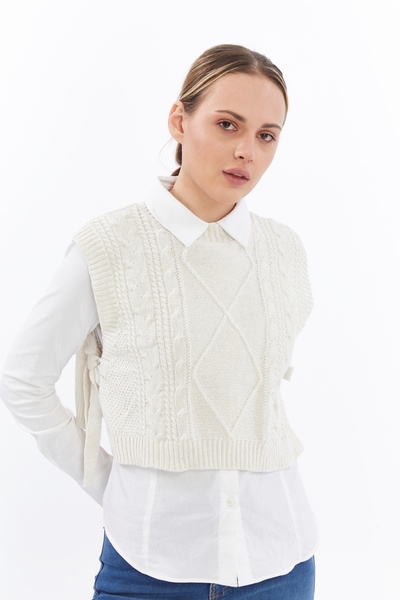 MA ananas Side Tie Hair Braid Sweater