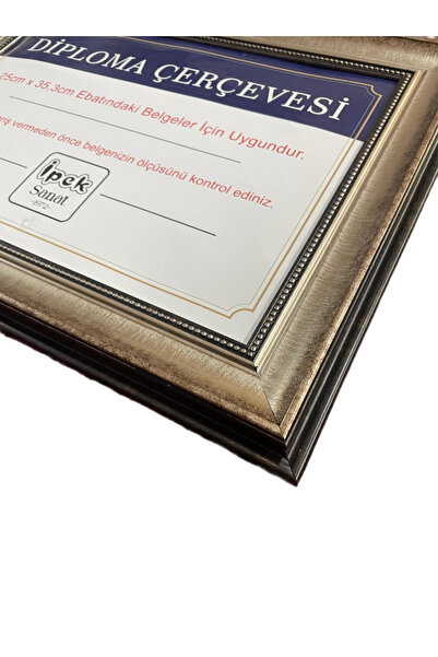 İpek Sanatsal 25x35 Boyutunda Diploma Çerçevesi - Hakiki Camlı Çerçeve - Dipl...