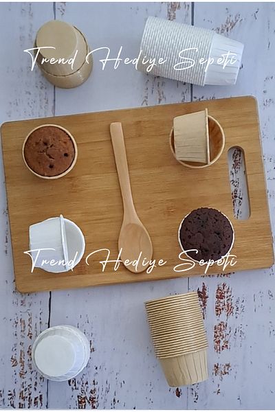 Trend Hediye Sepeti 100 Pieces Mini Size Kraft and White Muffin Cupcake Mold 45X35 mm Cake Mold, Airfryer Compatible