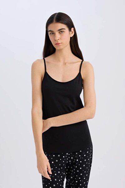DeFacto Cotton Thin Strap Black Inner Tank-Fall in Love M6858Az25Sp