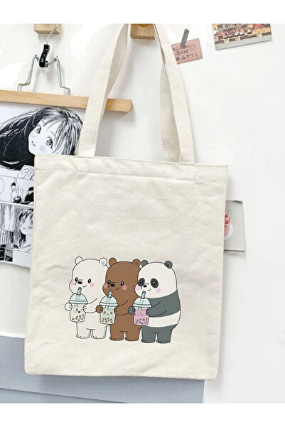 Cemira Üç Kafadar Ayıcık Pinterest Bez Çanta Tote Bag