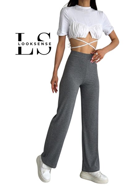 Looksense Γυναικείο κολάν με ραβδώσεις με ψηλόμεσο φαρδύ μεγάλο μέγεθος 01034b