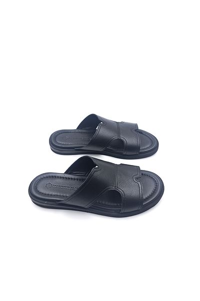 Hammer Jack Lightweight Design Comfort Genuine Leather Black Men's Slippers
