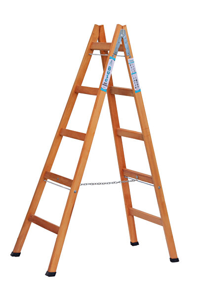 Buse 5 BASAMAKLI A TİPİ ÇİFT ÇIKIŞLI AHŞAP MERDİVEN 170CM