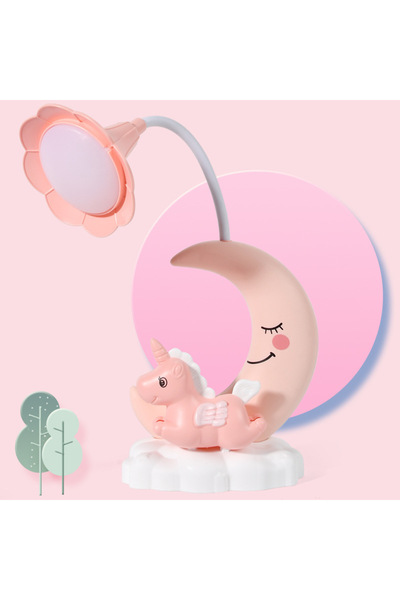 Livava Unicorn Ve Ay Masa Lambası, Pembe, 20x17