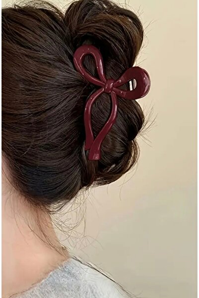 Monalisa Kadın Bordo 11cm Büyük Boy Fiyonk Toka