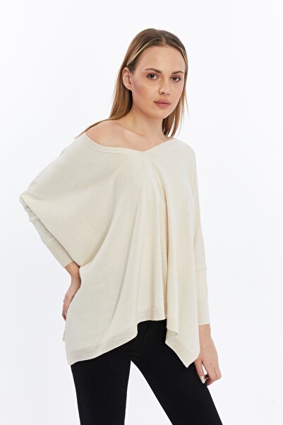 MA ananas Women's Ecru V-Neck Loose Blouse