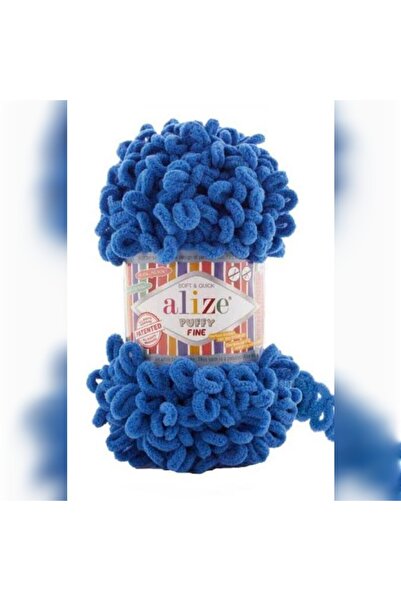 Alize Пряжа Puffy fine 637 Saks Blue, що використовується для в'язання пальцями.