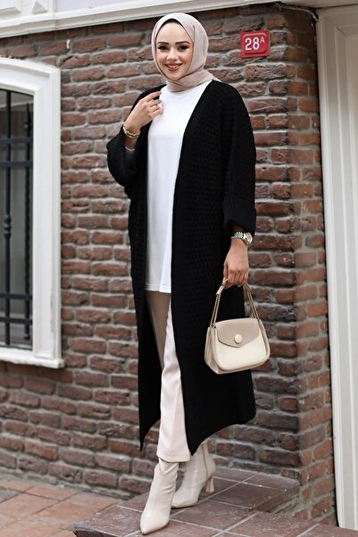 QUMET Kadın Yarasa Kol Salaş Uzun Kalın Hırka