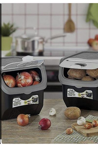 4AFACANÇEKİRGE Coral Onion & Potato Storage Container 12 Lt 2 Pcs