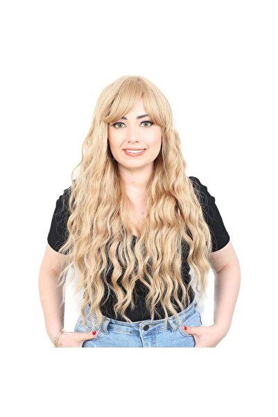 Nurdan Trend Peruk Long Water Wave Fiber Synthetic Wig with Perch - Honey Foam