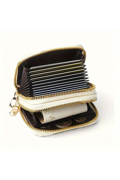 GlassySKY Stylish Leopard Pattern Double-Layer Card Slot, Thin, Lightweight and Simple Style, Zipper Closure Wallet