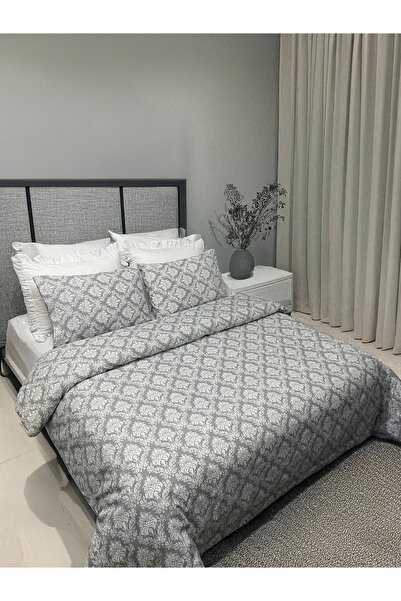 LILYUM Home Şık Ve Zarif Gri Desenli Çarşafsız Nevresim Takımı - Çift Kişilik