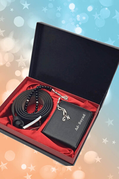 expreshediye İsim Yazılı Erkek Cüzdan Kemer İsimli Tesbih Seti Kişiye Özel Yazılı Cüzdan Seti