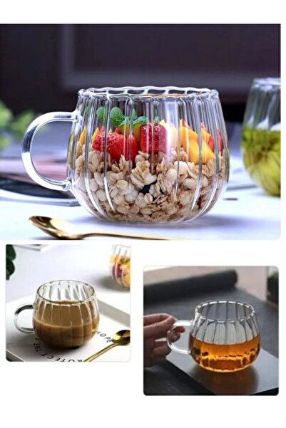 Genel Markalar Bambu Tabaklı Çift Cidarlı Kahve Takımı Fincan Çeyiz Bardağı C...