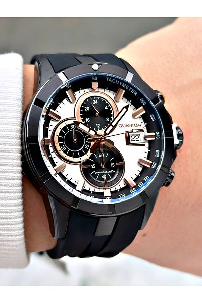 Quantum Function Black Color 10 Atm Waterproof Steel Case Men's Wristwatch 893.631