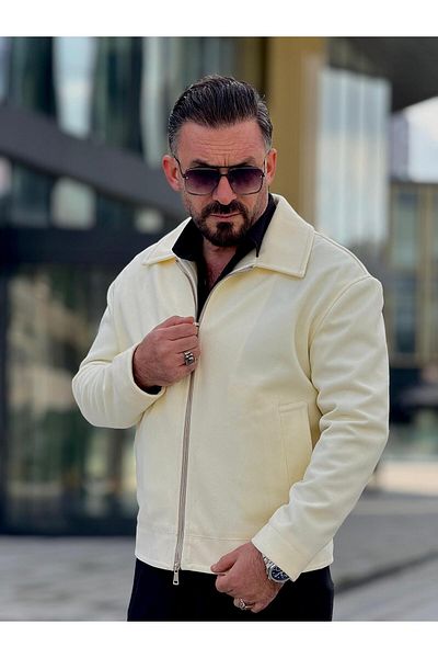 MİS MODA Men's Zipper Detailed Coffee Coat