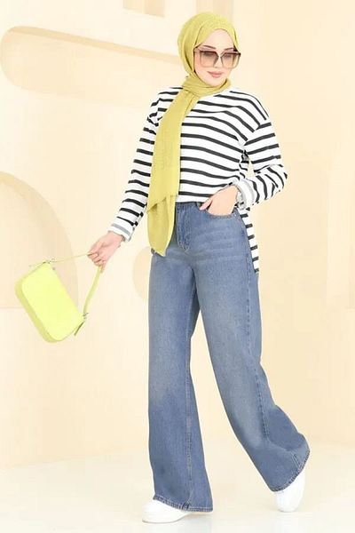 katalya Palazzo Hijab Jeans - Dark Wash