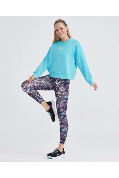 SKECHERS W Essential Crew Neck Sweatshirt S232241-Kadın Sweatshirt MAVİ