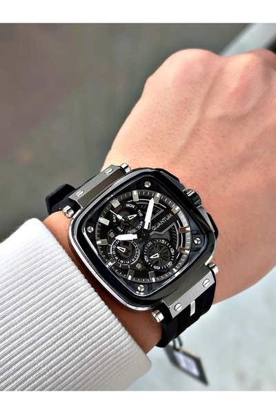 Quantum Fonksiyonlu Siyah Renk Silikon Kordon Çelik Kasa Erkek Kol Saati 1014.361