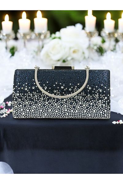 Biçanta Geantă de seară cu design special în două culori, cu detalii din metal și piatră de cristal - nuntă, logodnă, henna, absolvire