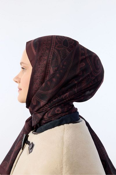 cs camellia scarf Allica Ethnic Pattern Cotton Soft Non-Slip Shawl-Brown