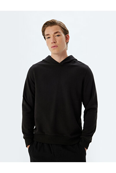 Koton Black Men's Basic Hoodie