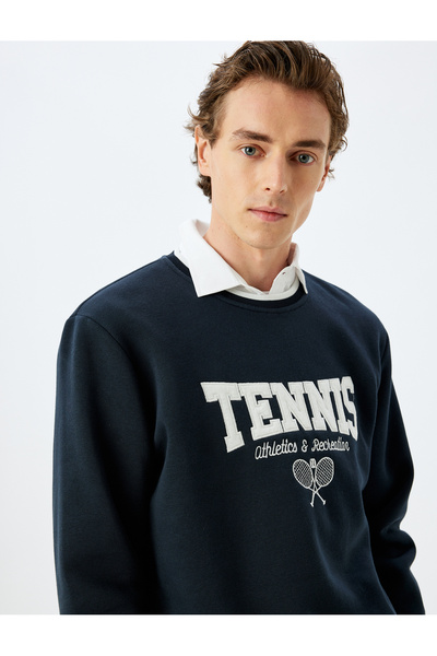 Koton Men's Navy Blue Crew Neck Sweatshirt