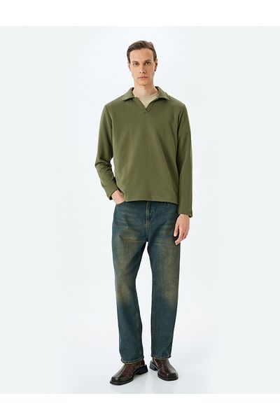 Koton New Season Long Sleeve Cotton Blended Basic Polo Neck Sweatshirt