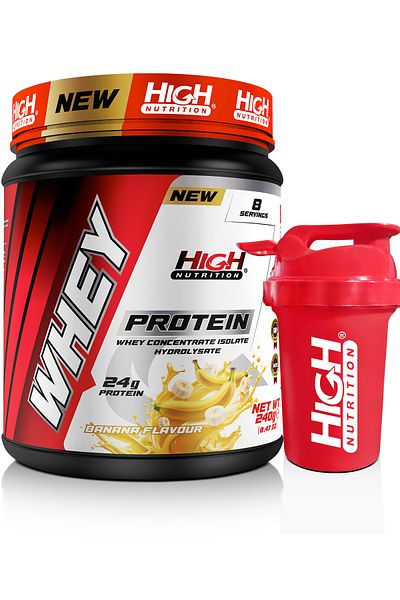 High Nutrition 240 g Banana Flavor Whey Protein - 8 Serve 24 Grams Protein Powder