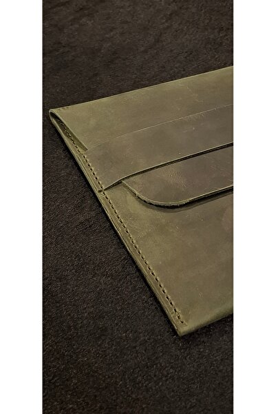 MAT Deri Green Genuine Leather MacBook Case - Handmade Bag Compatible with Air 13, M1, M2, M3, M4