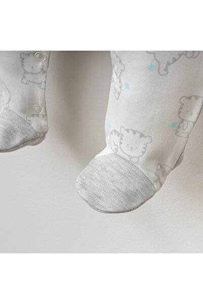 BABYLİM Cute Tiger Printed Baby Boy Hat Romper Set 100% Cotton