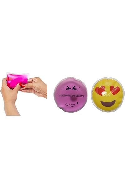 Bosphorus Homi Heart Emoji Pink Gazelle Pocket Stove, Hand Warmer, 2 Purple Water Bags Pvc 9cm