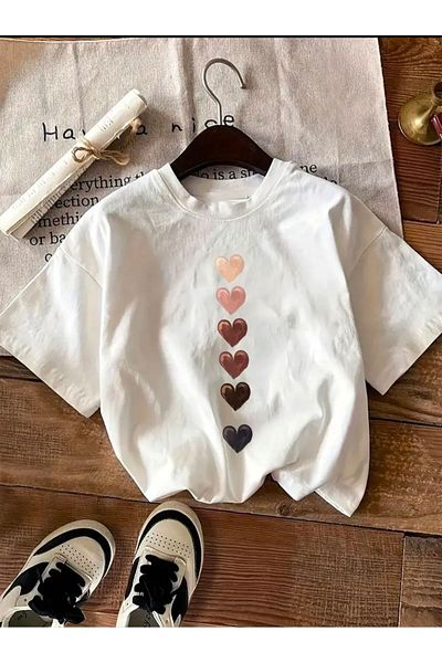 Medinenur ΒΑΣΙΚΟ T-SHIRT ΜΕ ΧΡΩΜΑΤΑ ΚΑΡΔΙΕΣ